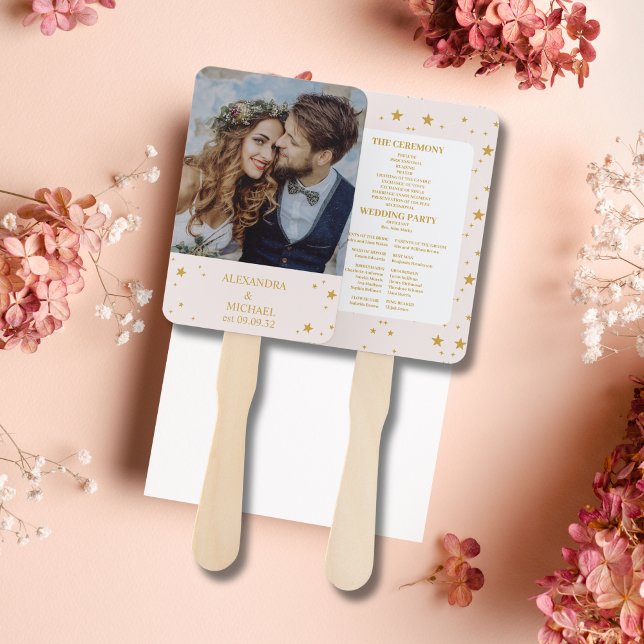 Leque Casamento Celestial Dourado e Cor-de-Rosa Espelho  (Criador carregado)