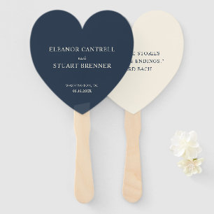 Leque Casamento Citação Simples Azul Marinho e Marfim