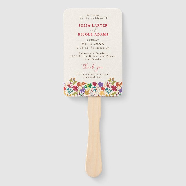 Leque Casamento com Flor de Prado Amarelo primavera da M (Frente)