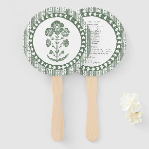 Leque Casamento com Impressão Botânica Verde e Branco em