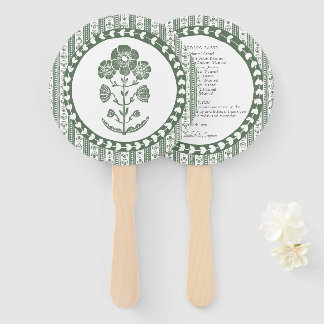 Leque Casamento com Impressão Botânica Verde e Branco em