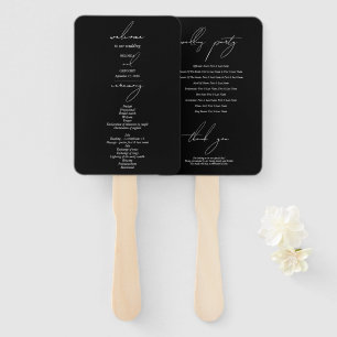 Leque Casamento com Letra de Caligrafia Preta e Branca