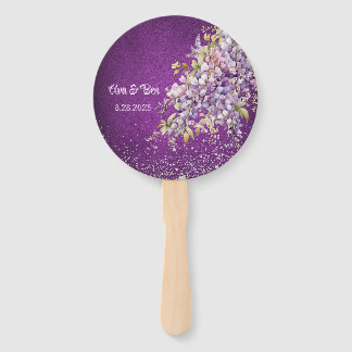 Leque Casamento com Lixo de Wisteria Roxo e Lavanda