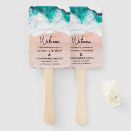 Leque Casamento com Ondas do Mar e Areia da Praia