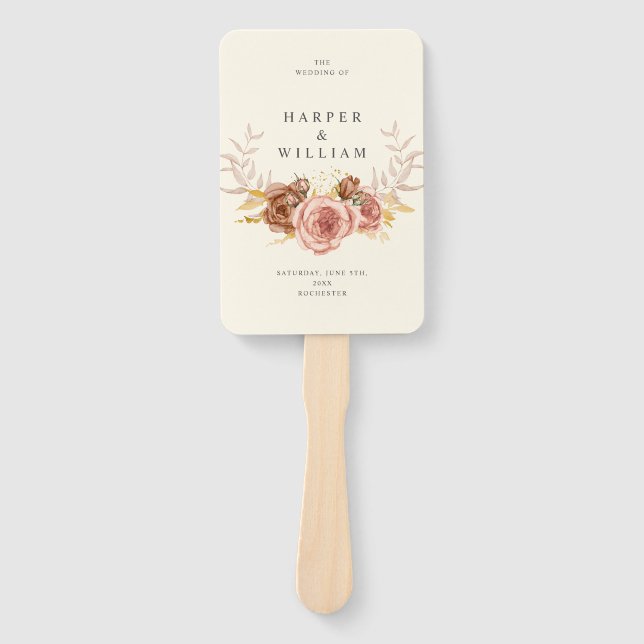 Leque casamento com rosas de cor-de-rosa macio do champa (Frente)