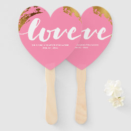 Leque Casamento com Tipografia Rosa-Rosa-Foil-Ouro-Moder