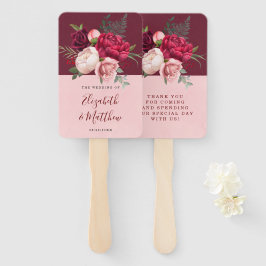 Leque Casamento de Buquê Floral Rosa-Brilhante