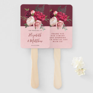 Leque Casamento de Buquê Floral Rosa-Brilhante