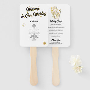 Leque Casamento de Destino de Las Vegas Dourado