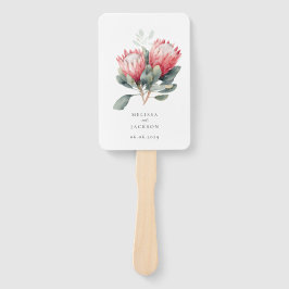 Leque Casamento de Flores de Aquarela Protea Blush