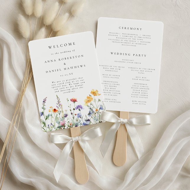 Leque Casamento de Flores Silvestres Caprichosas de Verã (Criador carregado)