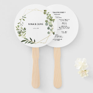 Leque Casamento de Folhas Verdes Tropicais