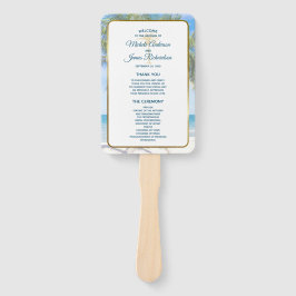 Leque Casamento de Foto de Praia Dourada Tropical Palm T