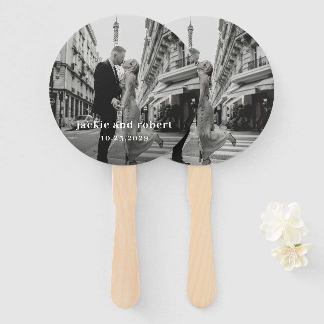 Leque Casamento de Foto Moderna Minimalista (Frente e Verso)