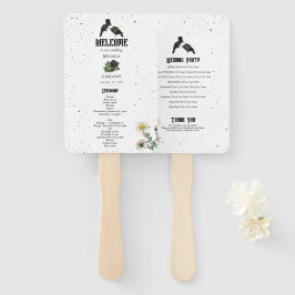 Leque Casamento de Halloween Gótico Rosas Pretas Corvos