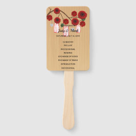 Leque Casamento de Mason Jars, Floral Vermelho, Russo, L