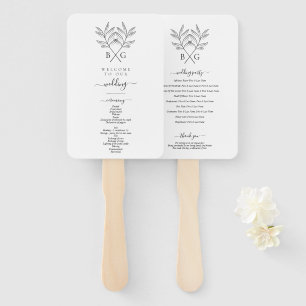 Leque Casamento de Monograma Russo Botânico Minimalista