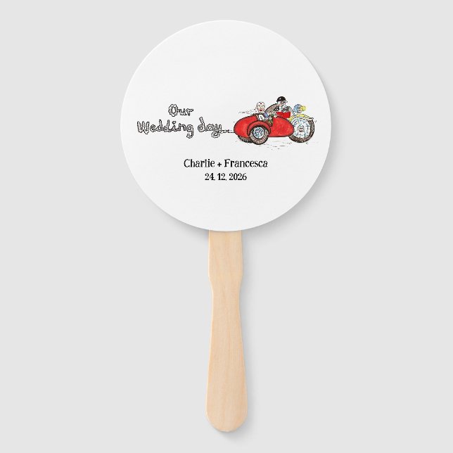 Leque Casamento de Moto e Sidecar (Frente)