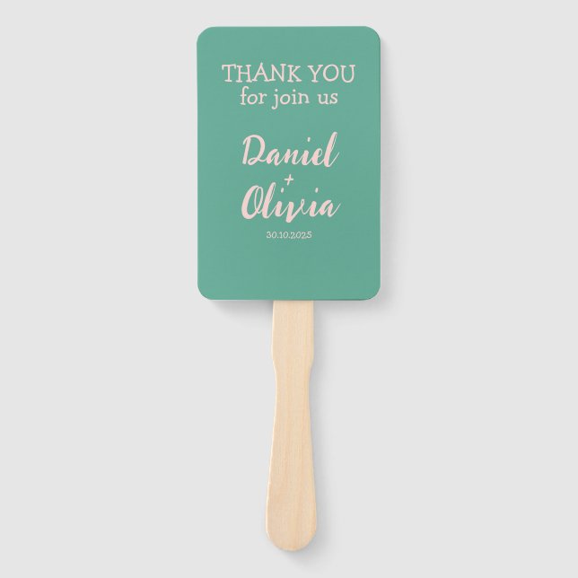 Leque Casamento de onda rosa e verde (Frente)