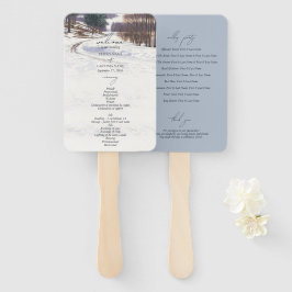 Leque Casamento de Paisagem de Inverno de Aquarela