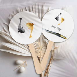 Leque Casamento de Peixes de Watercolor Koi