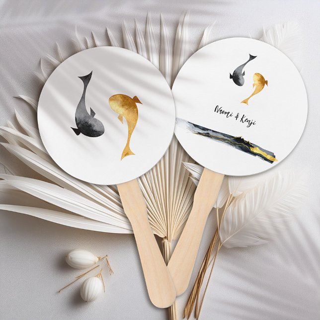 Leque Casamento de Peixes de Watercolor Koi (Criador carregado)