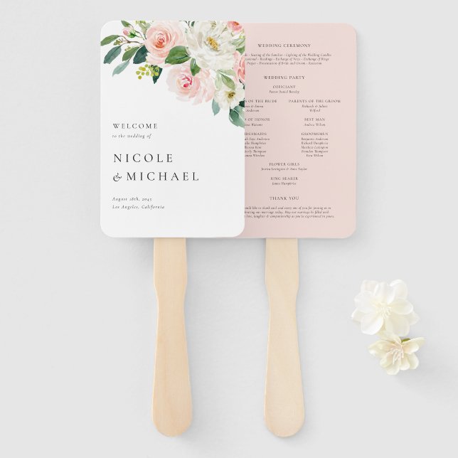 Leque Casamento de primavera das Flores de Jardim Bonito (Frente e Verso)