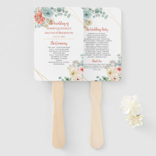 Leque Casamento de Quadros Geométricos Florais Apricot
