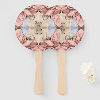 Leque Casamento de Rosa Floral Dourado Blush Pink Waterc