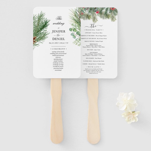 Leque Casamento de Vegetação de Pinheiro de Frutas do In (Frente e Verso)