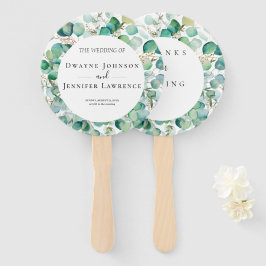 Leque Casamento de Verão com Verde Folhagem de Eucalipto