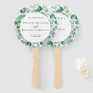Leque Casamento de Verão com Verde Folhagem de Eucalipto