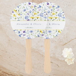 Leque Casamento de Watercolor Wildflower