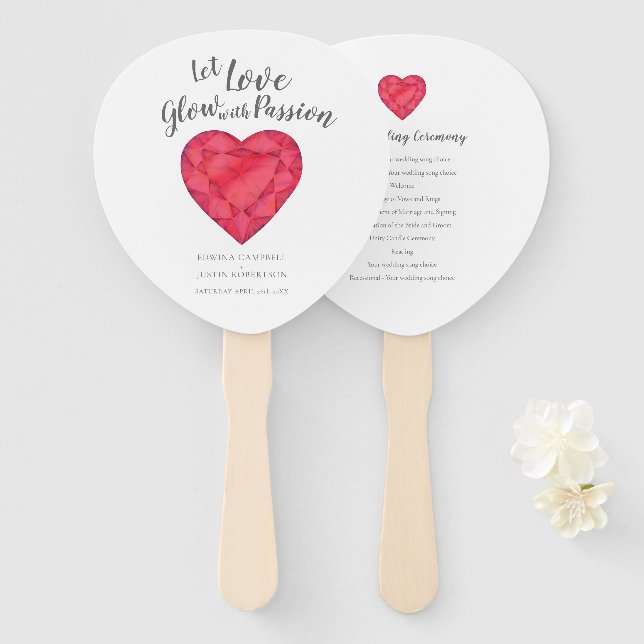 Leque Casamento deixe o amor brilhar com a cor d'água da (Frente e Verso)