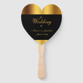 Leque Casamento Dourado de Caligrafia de Luxo