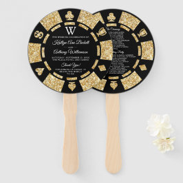 Leque Casamento Dourado de Chip Casino do Poker do Monog