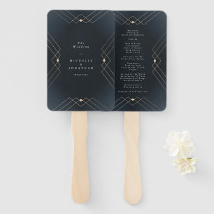 Leque Casamento Dourado de Elegance Diamond Deco com Mar