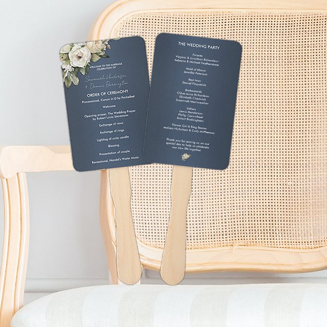 Leque Casamento Dusty Blue Boho Vintage Rose Bouquet (Criador carregado)