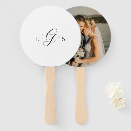 Leque Casamento Elegante com Monograma Preto e Branco At