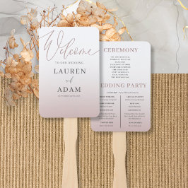 Leque Casamento Elegante de Gradiente Dourado e Caligraf