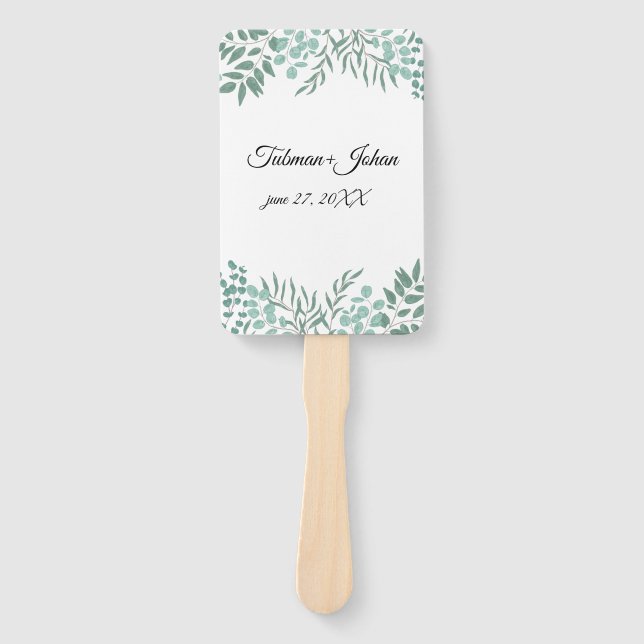 Leque Casamento Eucalyptus Rustic Greenery (Frente)