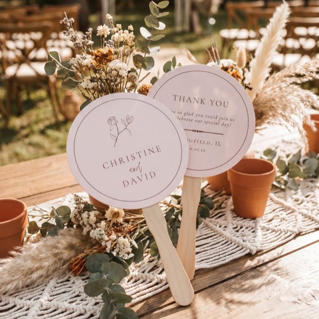 Leque Casamento Flor Boho Rosa Minimalista Moderna (Criador carregado)