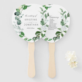 Leque Casamento Floral Branca de Sage Greenery Wreath