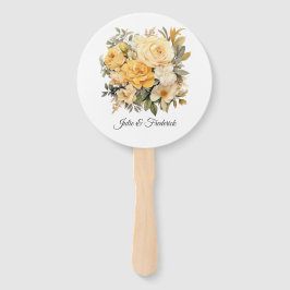Leque Casamento Floral Cor de Champanhe