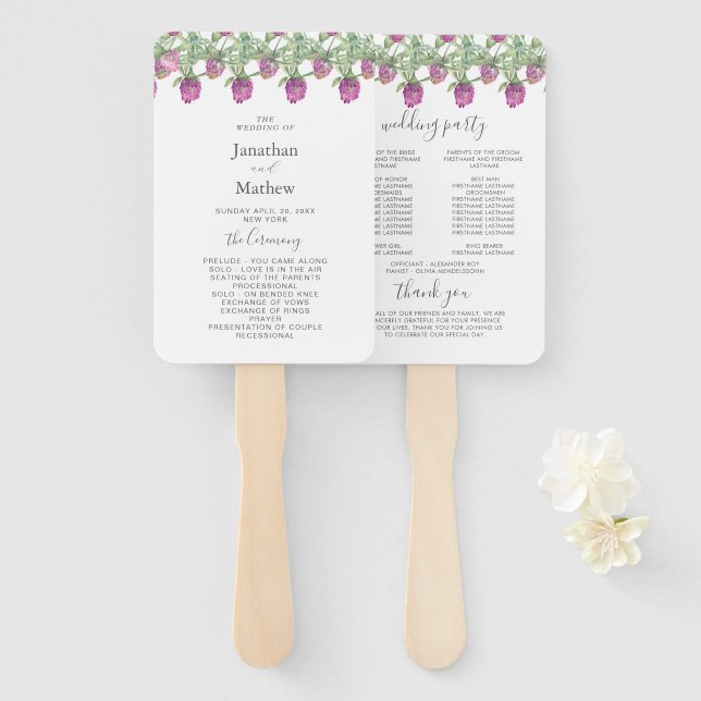 Leque Casamento Floral da Selva de Verão (Frente e Verso)