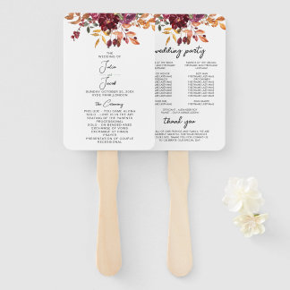 Leque Casamento Floral de Aquarela de outono Elegante