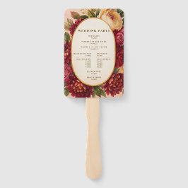 Leque Casamento Floral de Aquarelas Blush Burgundy