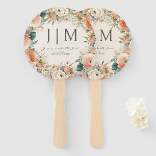 Leque Casamento Floral de Eucalipto com Creme de Pêssego