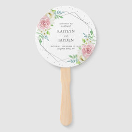 Leque Casamento Floral de Folha de Silver Geométrica Chi