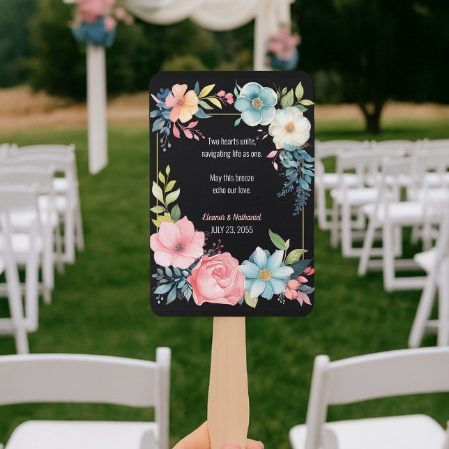 Leque Casamento Floral de Linda Colorida Aquarela (Beautiful Colorful Watercolor Floral Wedding Hand Fan
)